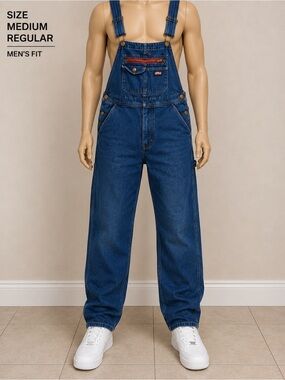 Dickies Men's Blue Relaxed Denim Overalls